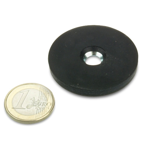 Sistema magnetico Ø 43 mm gommato con svasatura - aderenza 10 kg