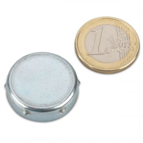 Magnete con base in ferrite Ø 25 x 7 mm, zinco con 6 tacche - OFFERTA