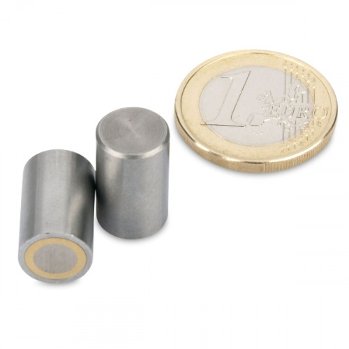 AlNiCo Magnete cilindrico con base Ø 13 x 18 mm, acciaio, tolleranza h6, 1,2 kg
