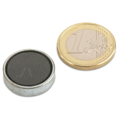 Magnete con base in ferrite Ø 20,0 x 6,0 mm, zinco - aderenza 3 kg