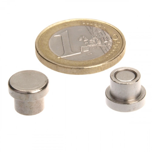 Magnete memo più piccolo in acciaio Ø 10 x 8 mm - aderenza 500 gr
