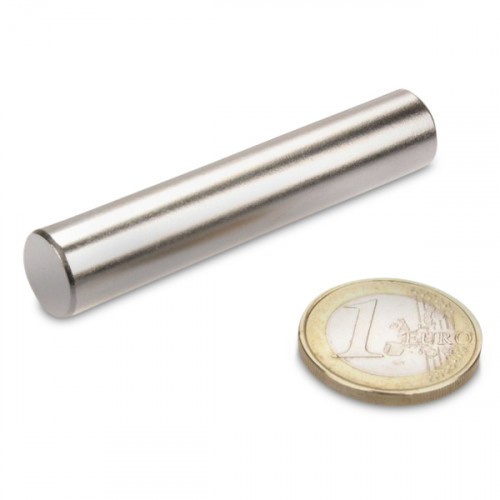 Cilindro magnetico Ø 12,0 x 60,0 mm N38 nichel - aderenza 8,7 kg