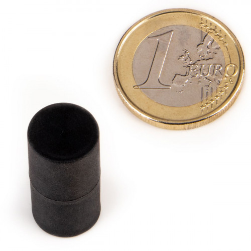 Cilindro magnetico neodimio Ø 12,7 x 25,4 mm gommato - nero