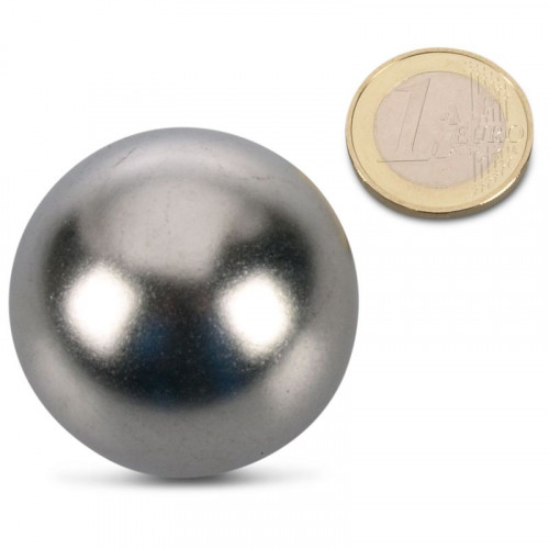 Sfera magnetica / Magnete a sfera Ø 40,0 mm cromo N40 - aderanza 23 kg