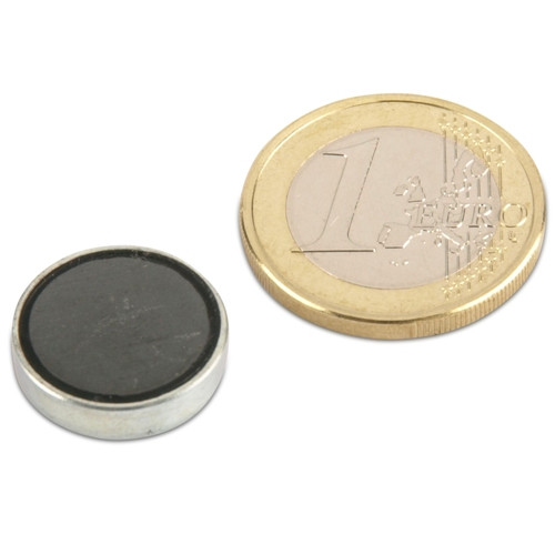 Magnete con base in ferrite Ø 16,0 x 4,5 mm, zinco - aderenza 1,8 kg