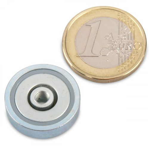 Magnete con base in neodimio Ø 20,0 x 6,0 mm, filettatura interna M4, aderenza 7,6 kg