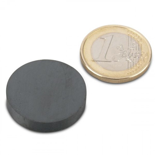 Disco magnetico Ø 25,0 x 5,0 mm Y35 ferrite - aderenza 900 g