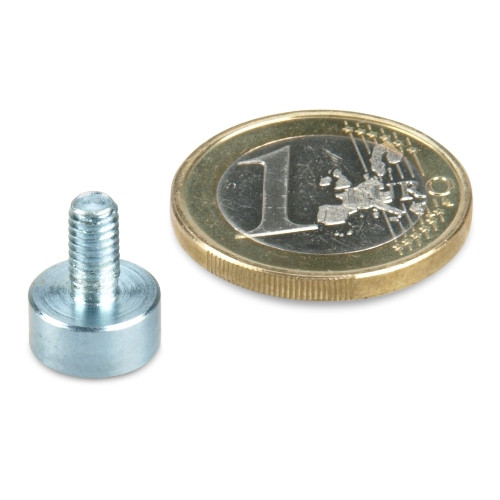 Magnete con base in neodimio Ø 10,0 x 4,5 mm, filettatura M4x8, aderenza 2 kg