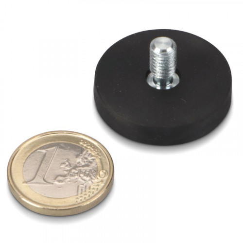 Sistema magnetico Ø 31 mm gommato con filetto M6x11 - aderenza 8,9 kg