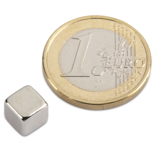 Cubo magnetico 7,0 x 7,0 x 7,0 mm N42 nichel - aderenza 3 kg
