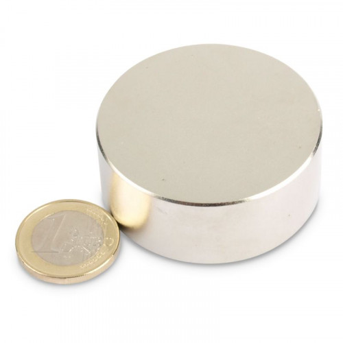 Disco magnetico Ø 50,0 x 20,0 mm N52 nichel- aderenza 88 kg