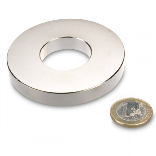 Anello magnetico Ø 70,0 x 30,0 x 10,0 mm N42 nichel - aderenza 45 kg