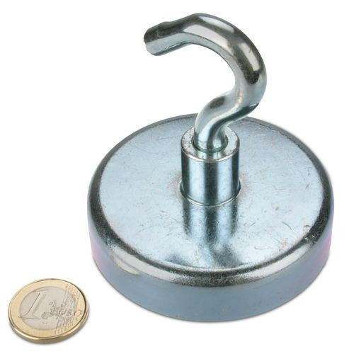Gancio magnetico Ø 75 mm NEODIMIO- zinco - aderenza 160 kg