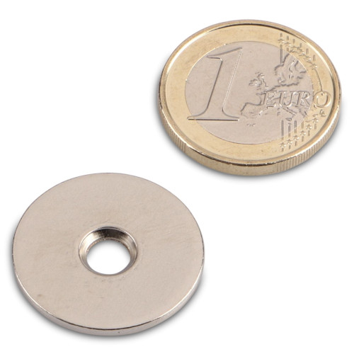 Disco in metallo Ø 23,7 mm con foro e svasatura nichel