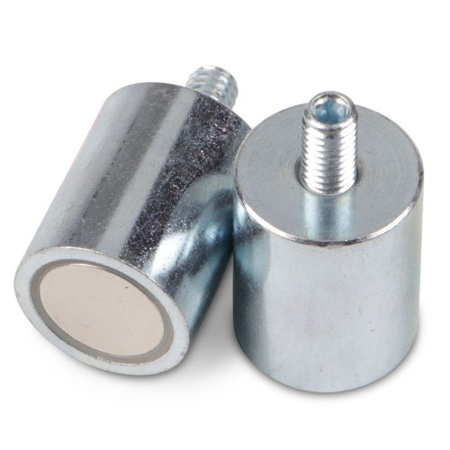 NdFeB Magnete cilindrico con base con perno filettato Corpo in acciaio zincato