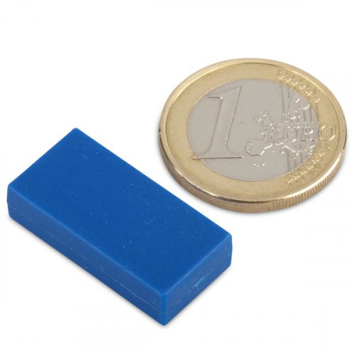 Magnete al neodimio 25,4 x 12,7 x 6,3 mm con rivestimento in plastica - blu - 3,8 kg