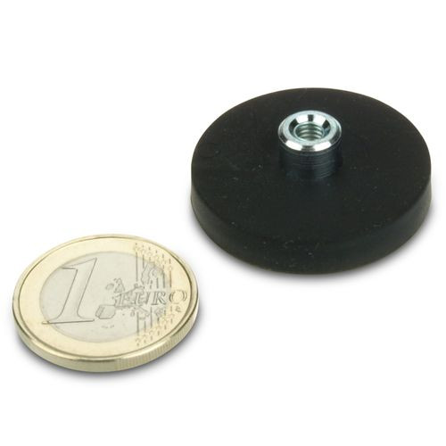 Sistema magnetico Ø 31 mm gommato con boccola M4 - aderenza 7,5 kg