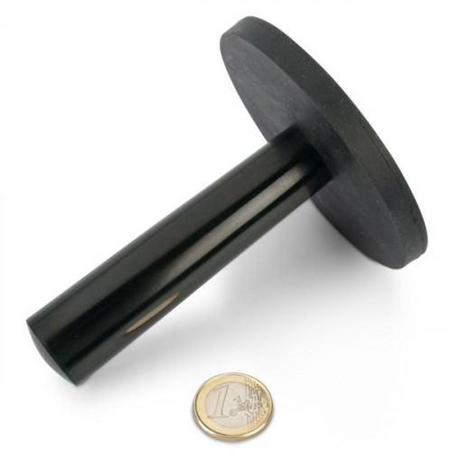 Sistema magnetico Ø 88 mm gommato con maniglia - aderenza 42 kg