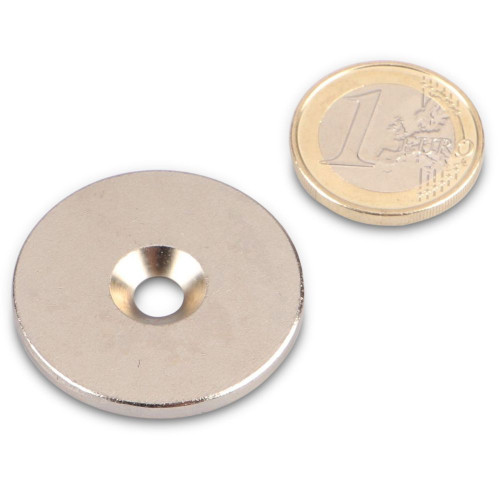 Disco in metallo Ø 34 mm con foro e svasatura nichel
