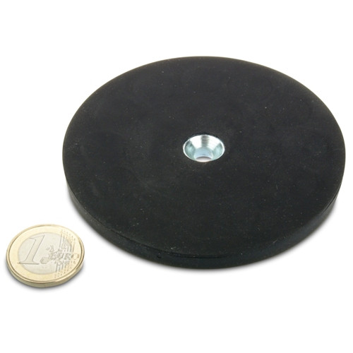 Sistema magnetico Ø 88 mm gommato con svasatura - aderenza 55 kg