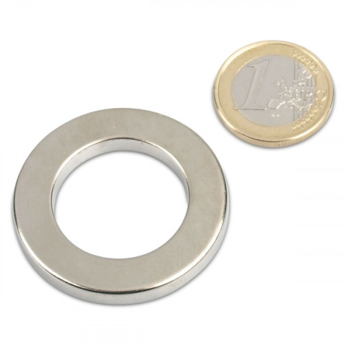Anello magnetico Ø 40,0 x 25,0 x 5,0 mm N42 nichel - aderenza 12,1 kg