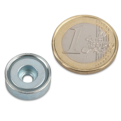 Magnete con base in neodimio Ø 16,0 x 5,0 mm con foro cilindrico aderenza 2,3 kg