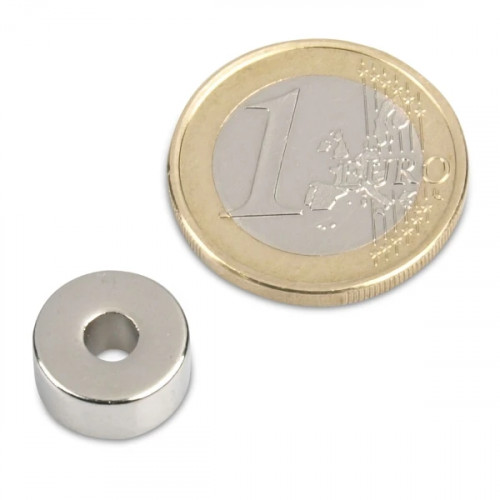 Anello magnetico Ø 12,0 x 4,0 x 6,0 mm N50 nichel - aderenza 3,2 kg