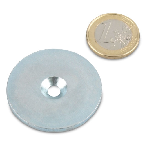 Disco in metallo Ø 40 mm con foro e svasatura in zinco