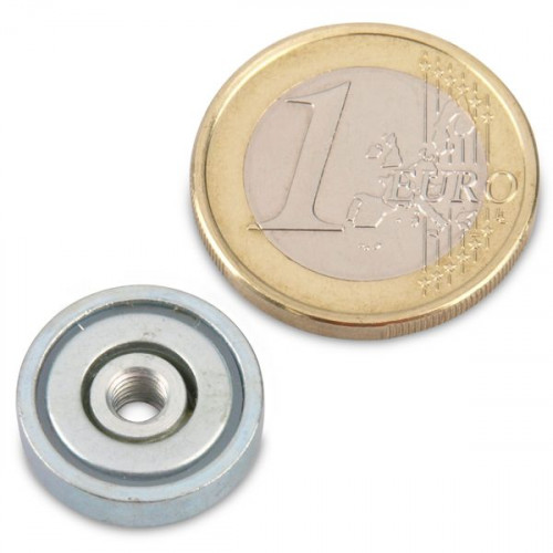 Magnete con base in neodimio Ø 16,0 x 4,5 mm, filettatura interna M4, aderenza 5,2 kg