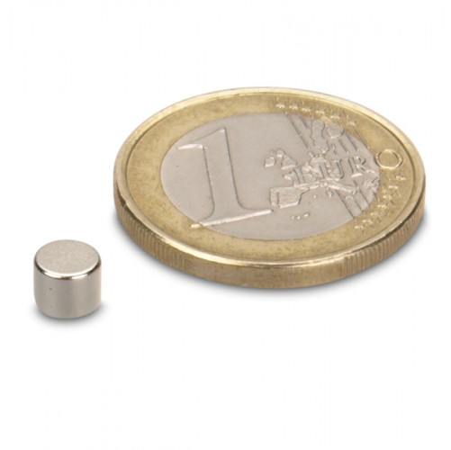 Disco magnetico 5,0 x 4,0 mm N45 nichel - aderenza 1 kg