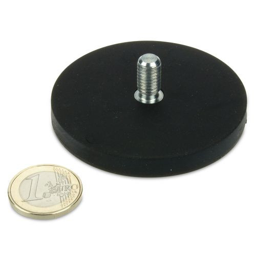 Sistema magnetico Ø 66 mm gommato con filetto M8x15 - aderenza 25 kg