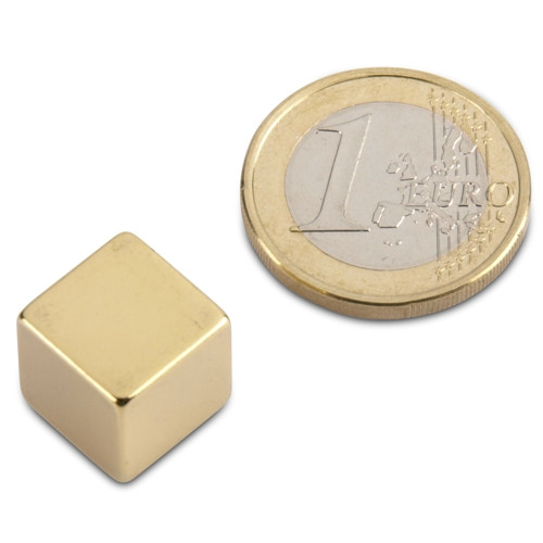 Cubo magnetico 12,0 x 12,0 x 12,0 mm N48 Oro - aderenza 11 kg