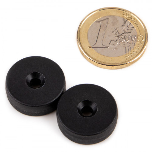 Anello magnetico svasatore Ø 19,0 x 3,4 x 6,4 mm rivestimento in plastica - nero