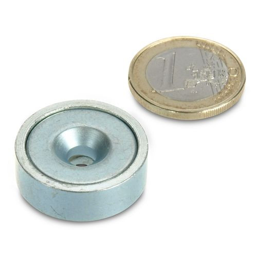 Magnete con base neodimio Ø 25,0 x 8,0 mm con svasatura aderenza 17 kg