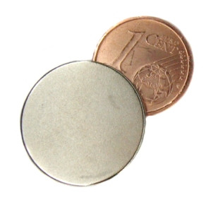 Disco magnetico Ø 20,0 x 1,5 mm N45 nichel - aderenza 2 kg
