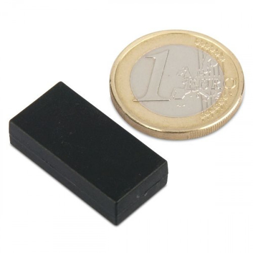 Magnete al neodimio 25,4 x 12,7 x 6,3 mm con rivestimento in plastica - nero - 3,8 kg