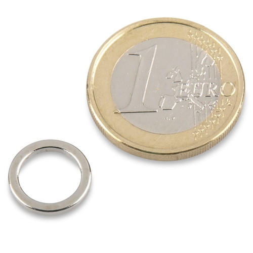 Anello magnetico Ø 12,0 x 9,0 x 1,5 mm N45 nichel - aderenza 1,5 kg