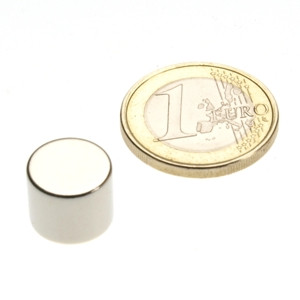 Disco magnetico Ø 12,0 x 10,0 mm N45 nichel - aderenza 7,6 kg