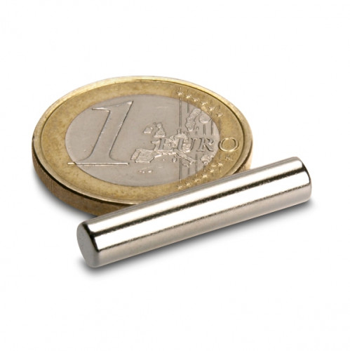 Cilindro magnetico Ø 5,0 x 25,0 mm N40 nichel - aderenza 1 kg