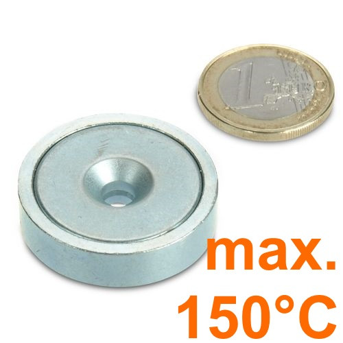 Magnete con base neodimio Ø 32,0 x 8,0 mm con svasatura - 150°C
