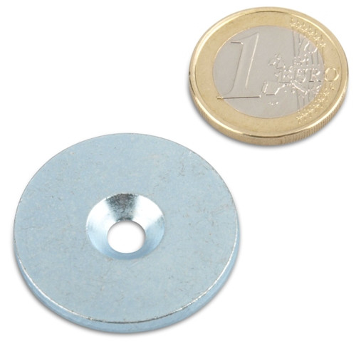 Disco in metallo Ø 30 mm con foro e svasatura nichel