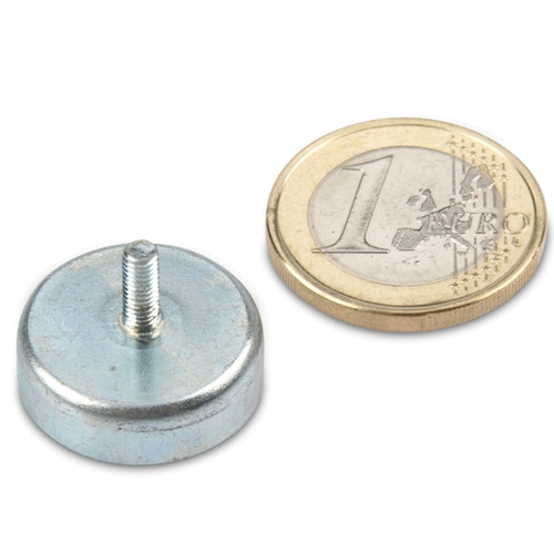 Magnete con base in ferrite Ø 20,0 x 6,0 mm, filettatura M3x7, aderenza 3 kg