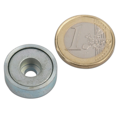 Magnete con base in neodimio Ø 20,0 x 7,0 mm con foro cilindrico aderenza 6 kg