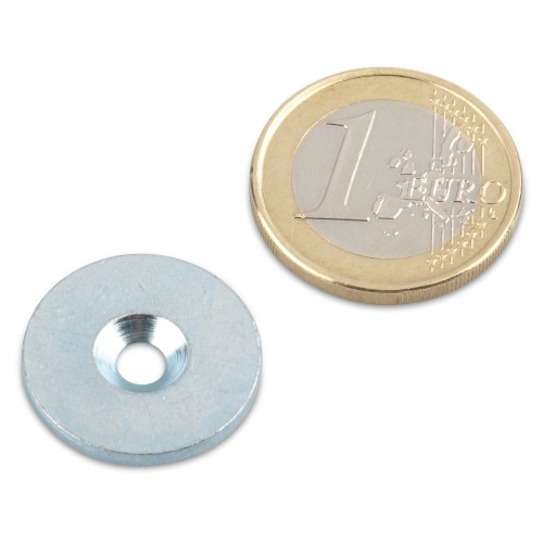 Disco in metallo Ø 20 mm con foro e svasatura nichel