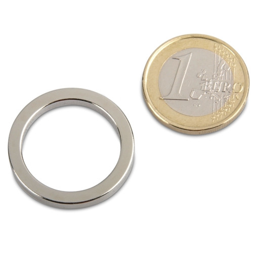 Anello magnetico Ø 27,0 x 21,0 x 3,0 mm N40 nichel - aderenza 3,5 kg