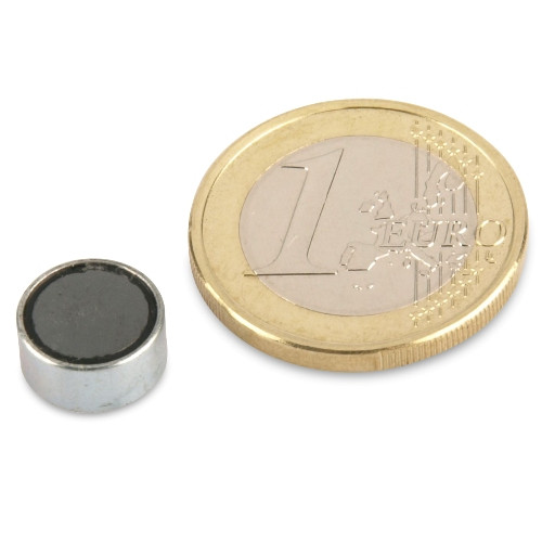 Magnete con base in ferrite Ø 10,0 x 4,5 mm, zinco - aderenza 400g