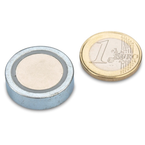 Magnete con base neodimio Ø 25,0 x 7,0 mm, zinco - aderenza 19 kg