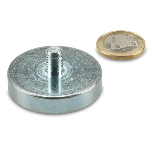 Magnete con base in neodimio Ø 42,0 x 9,0 mm, filettatura M8x11, aderenza 68 kg