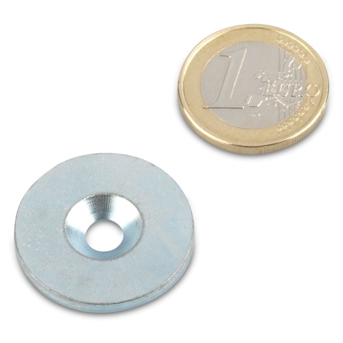 Disco in metallo Ø 27 mm con foro e svasatura nichel