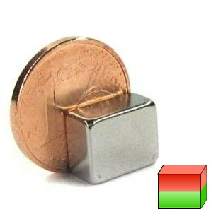 Cuboide magnetico 10,0 x 5,0 x 8,0 mm N45 nichel - aderenza 2,6 kg